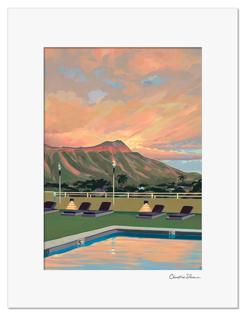 DiamondHead in Gold Matted Print